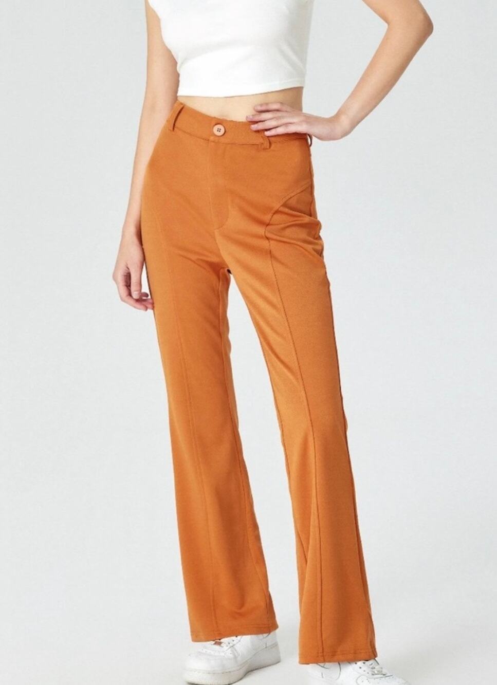 Cider Orange High Rise Flare Leg Pants XS Retro 70s